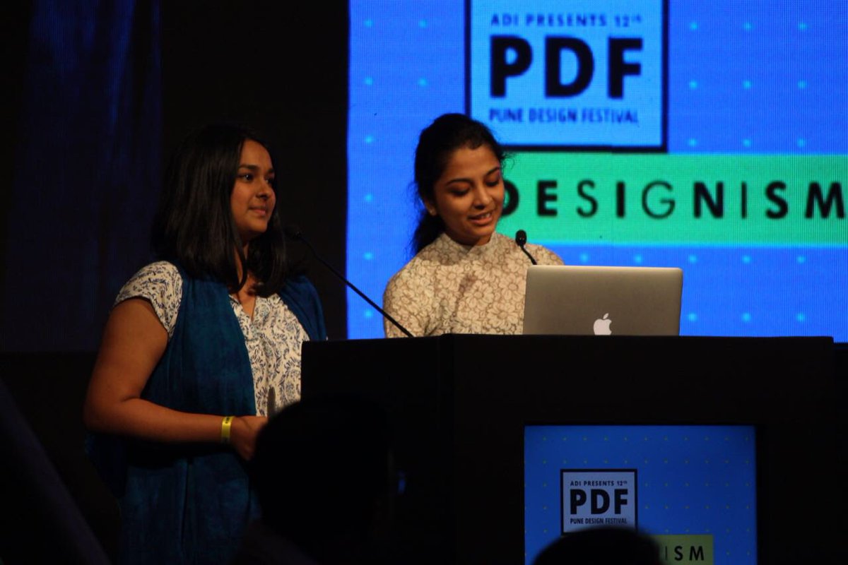PearlMumCampus's tweet image. Our students, Sakeena Tayebji - UG CD level 3 and Darshneet Gandhi - UGIAD level 3, got an opportunity to speak about the #MakingDesignVisible project on #PuneDesignFestival2018 stage. We are so excited!