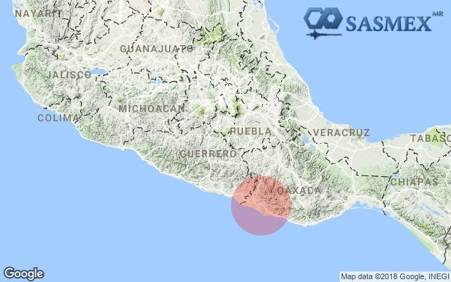 Info #sasmex al momento:  en Pinotepa Oaxaca, 16 km al Este Sureste de Pinotepa Nacional, Oax 16 Feb 2018 20:34:26, posible zona epicentral