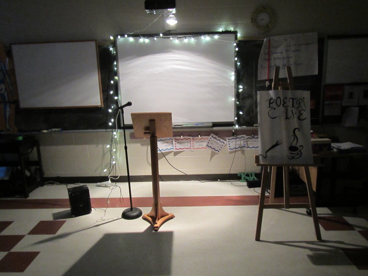 SebastienTeach's tweet photo. All the hard work culminated to this very moment in time! Yes, the Poetry Cafe, a place where Grade 6 students can present their finest masterpieces to one another. Here, students spoke with great emotion, and listened attentively. It was a day to remember. @StLukeOttawa https://t.co/wSIj2TmUWu