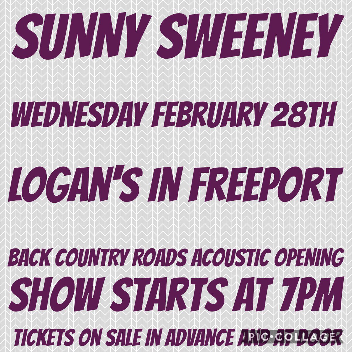 LogansFreeport's tweet photo. #SunnySweeney #LiveMusic #LogansFreeport #Tickets https://t.co/CLVLbacIw3