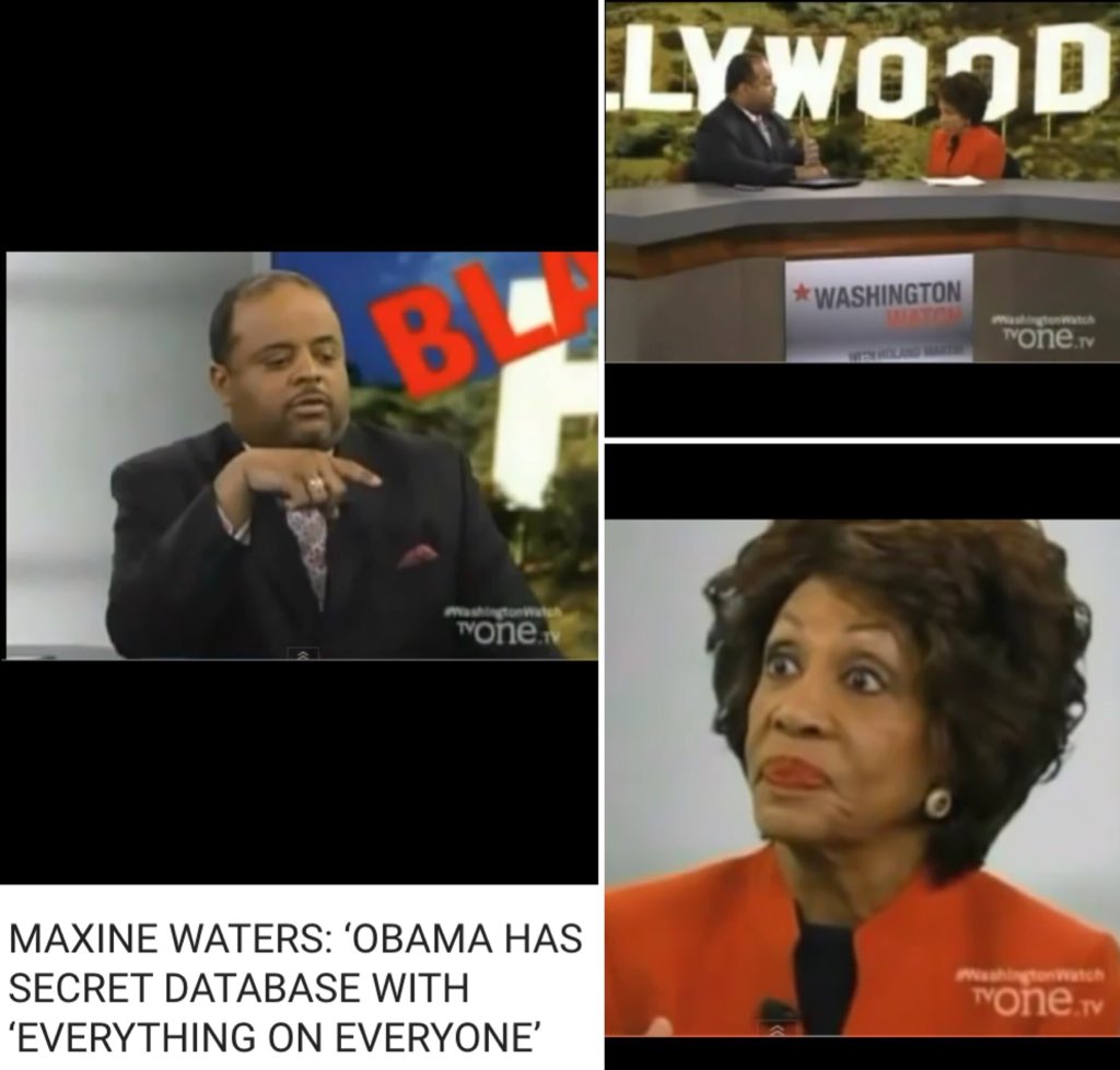 howdidyoureact's tweet photo. @RenataZuluana @persistresist73 @rtown01 @MaxinePWaters @Corp125Vet @RepAdamSchiff @SpeakerRyan @POTUS @VP @USAGSessions @RepMaxineWaters @CIA @FBI @RepRaskin FoxNews @CBS @VOANews @NBCNews @rolandsmartin @tvonetv
#MAXINEWATERS: ‘#OBAMA HAS #SECRETDATABASE WITH ‘EVERYTHING ON EVERYONE’
https://t.co/S7DQEPhqF8
#WashingtonWatch
#BehindTheCurtain
#DrainTheSwamp
#howdidyoureact https://t.co/rHt11R4Dfs