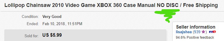 LisaVideoGames's tweet image. I was selling off an old case and manual for a game. I clearly stated in the title, description (in detail) and photo that there was no disc. Guess what the buyer just wrote complaining about, threatening to report me to ebay and the USPS ... #ebay #videogame #reading #failure