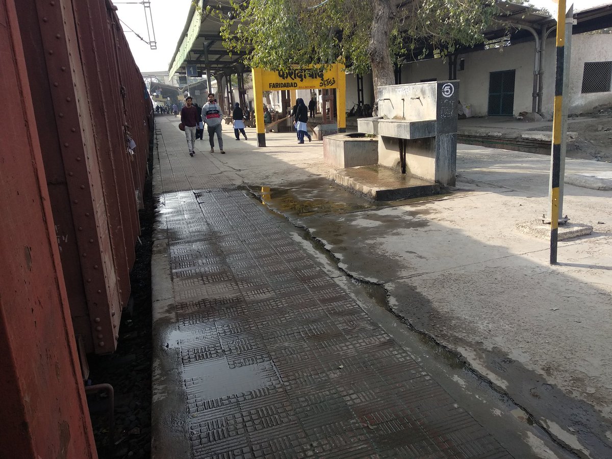 Very bad situation of Old Faridabad Railway station- The Smart City, Reason- Leakage of urinal or water on platform, nobody Listen since 3 Year's 🚆 Causing Accident, Slippery......plz Resolve
<a href="/PiyushGoyal/">Piyush Goyal</a> <a href="/PiyushGoyalOffc/">Piyush Goyal Office</a>  <a href="/RailMinIndia/">Ministry of Railways</a> <a href="/PMOIndia/">PMO India</a>