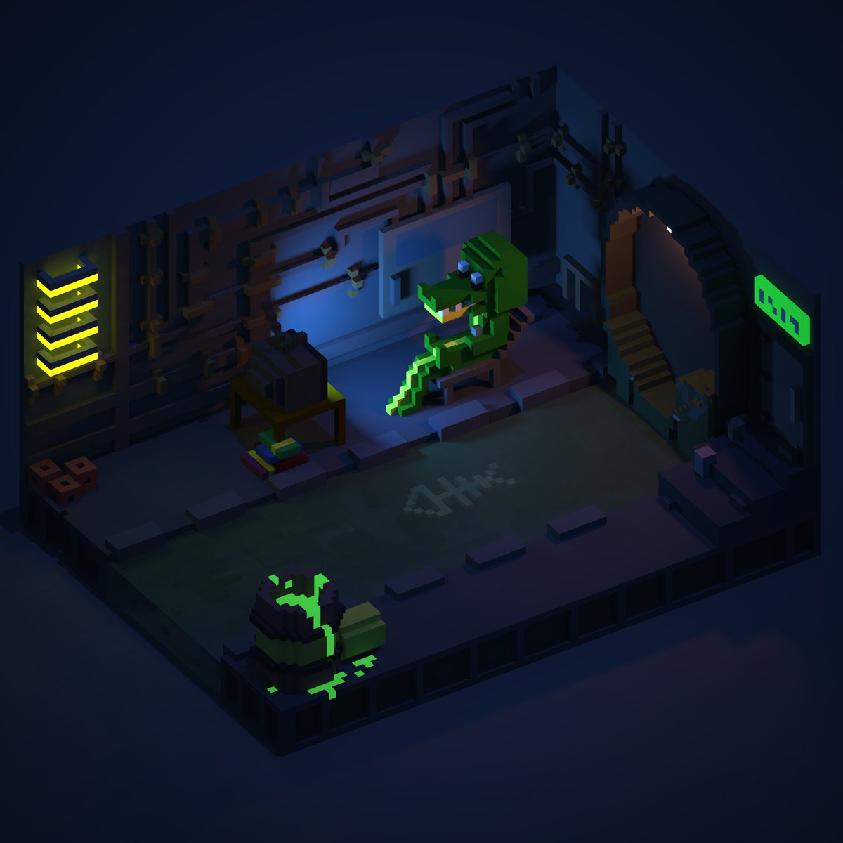 A friendly croc warching Tv because we all know they live in the sewers. Hope you like it.

#3dmodel #3d #voxels #voxels #sewer #sewersofinstagram #crocodile #magicavoxel #enviroment #enviromentdesign #gamebackground #gameideas #itziariveraart #itziarivera