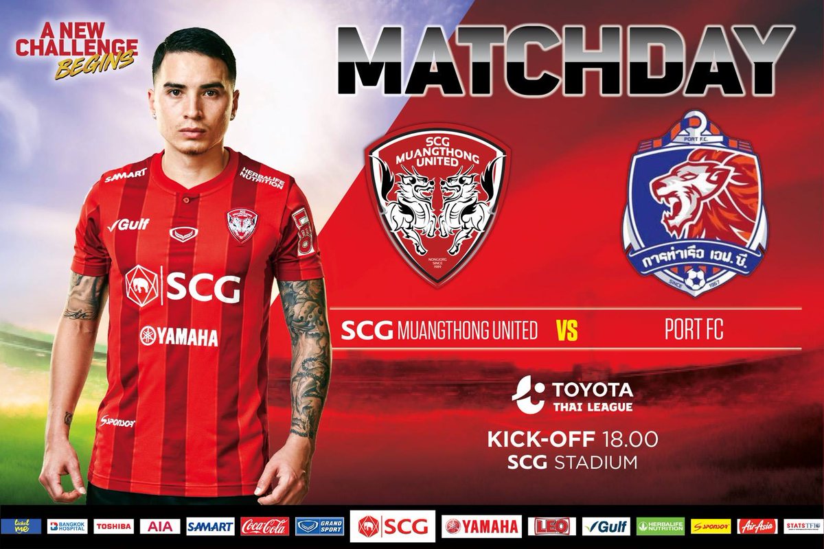 MuangthongUtd's tweet photo. MATCHDAY!! Thai League 2018: Matchday 2 - SCG Muangthong United vs. Port FC ร่วมเชียร์กิเลนผยองเก็บ 3 แต้มเหนือสิงห์เจ้าท่า!! 6PM Kickoff - SCG Stadium - Tickets available from 12:00. #mtutf https://t.co/OEmVW9RswH