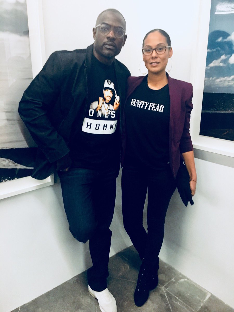 ONEST_HOMME's tweet photo. 🔥🔥 Look at this dope couple spotted in @ONEST_HOMME apparel at the @nabildo first Exhibition "96 DEGREES IN THE SHADE" hosted by @johnlegend. #onesthomme #icet #vanityFear #lovealways #nabildo #johnlegend https://t.co/bX4v77SgQZ