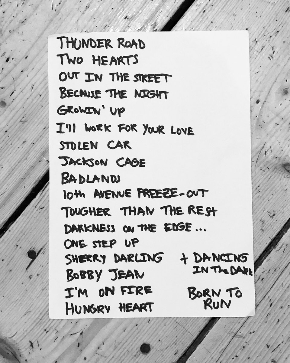 Last night’s setlist at @TheGrandClapham 💙 What songs do you want to hear next? #shestreetband #springsteen