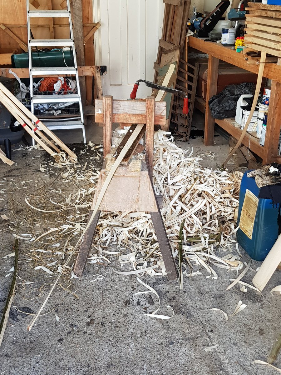 mddellar's tweet photo. Willow laths for a new #teifi #coracle. nice way to spend a saturday morning https://t.co/zTLOGPQ044