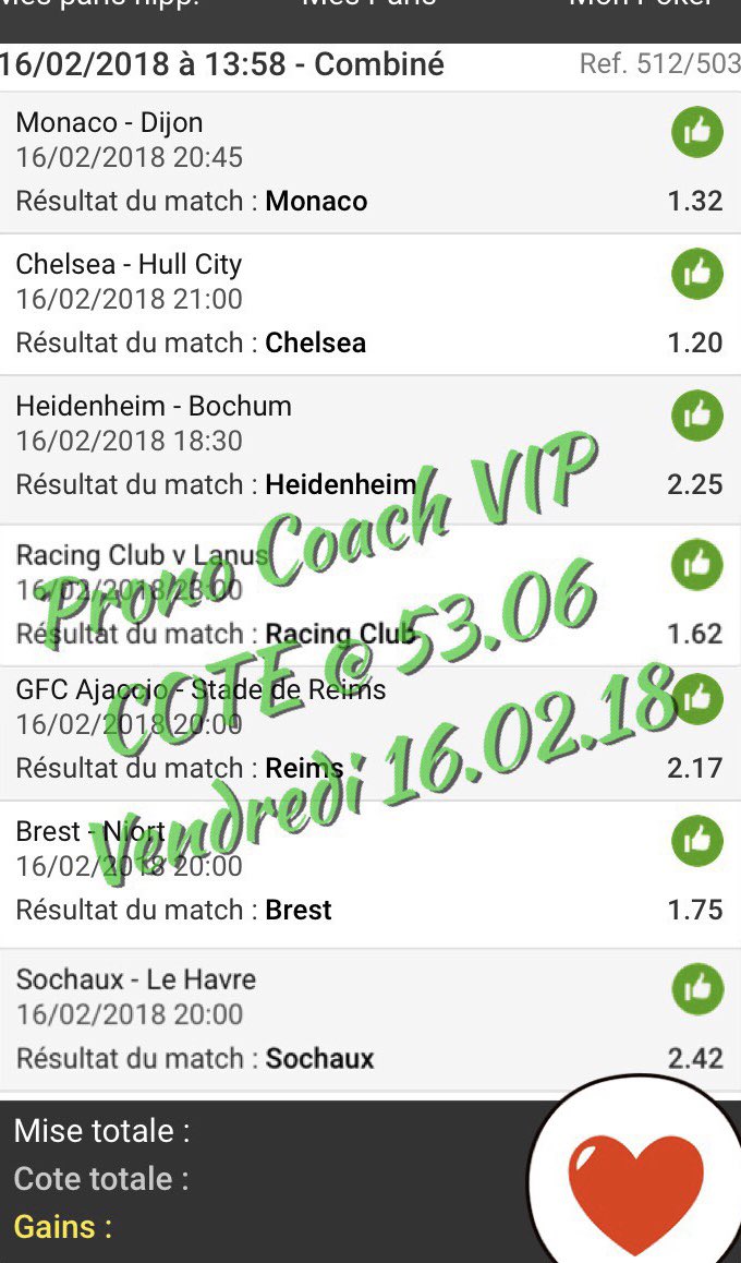 Pronocoach1's tweet photo. PRONO COACH VIP

FOOT @ 53.06 ✅

Tous nos MISSILES sont disponibles uniquement sur notre VIP

#ParionsSport #TeamParieur #MortalCombo https://t.co/fQg45eiUga