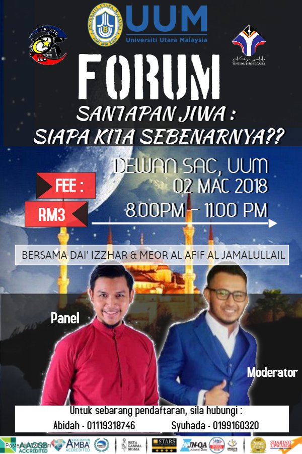 PenyuUtara's tweet photo. Forum Santapan Jiwa : "Siapa Kita Sebenarnya??"* 
*Bersama pendakwah muda terkenal, Daie' Izhar Nazri sbg panel forum dan Meor Al Afif Al Jamalullail, penerima Anugerah Nadi Negara sbg moderator forum utk merungkai misteri diri kita* https://t.co/sjyu1wSIrg