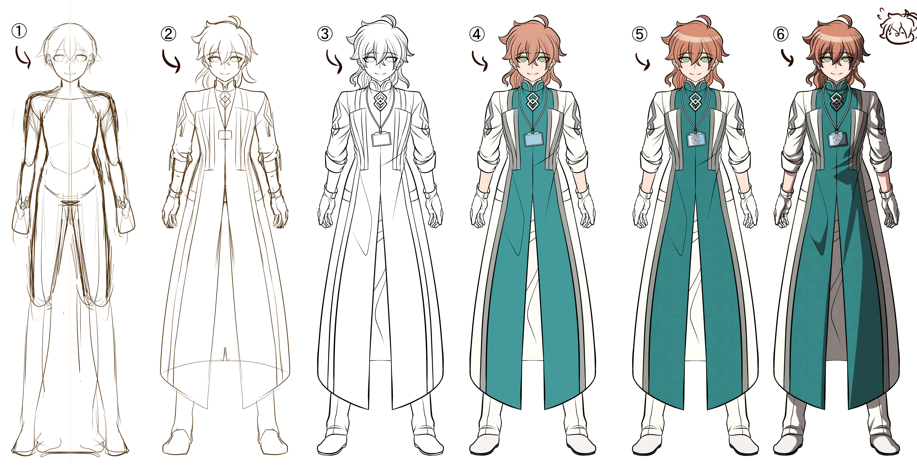 湯丸 Twitterissa お題 ロンパ風どう描いてるか ざっと描いて線対称定規で左右対称のラフつくります 足長めかどうかと大体の目の位置だけ確認 しっかりラフ描きます 輪郭描いて耳大きめ で後は耳基準で色々パーツ書いていきます 仕上げに本家の立ち絵