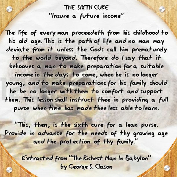 Good MoreEarnings Everyone!
Happy Saturday to You All!

DAY 6:
THE SIXTH CURE
'Insure  a  future  income'

#CuresToALeanPurse
#NyarugengeCampus
#EntrepreneurshipInCampuses