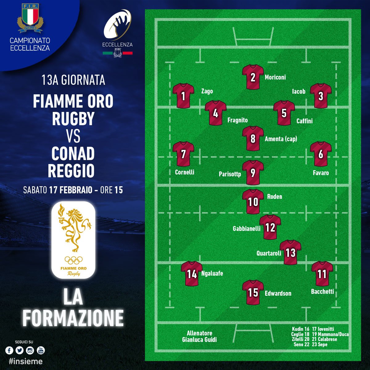 FiammeOroRugby's tweet photo. GAME DAY!
🏉 Fiamme Oro Rugby vs Rugby Reggio  
🏟 Caserma Stefano Gelsomini
📅 Tra poche ore!
⏰ 15:00
📺 Diretta TRC
🐤 #FORvREG
🤳🏻 Takeover Instagram Stories by Matteo Gasparini
#noisiamolefiamme #essercisempre https://t.co/ajizlLSaiR