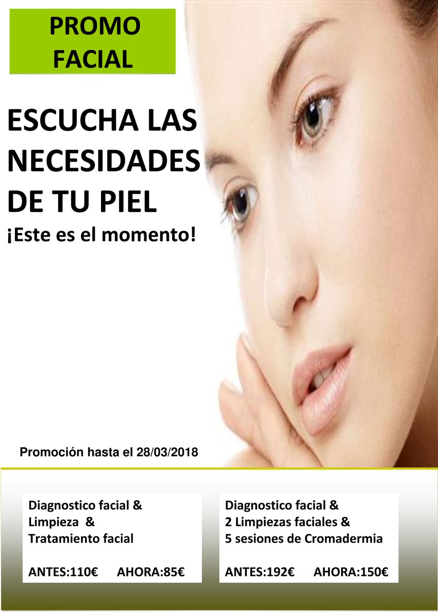 ✴️ Promo facial ✴️
Porque tu piel te lo está pidiendo a gritos ¿No lo notas?
Te ayudamos a responder a las necesidades de tu piel .
¡Imprescindible es el momento!