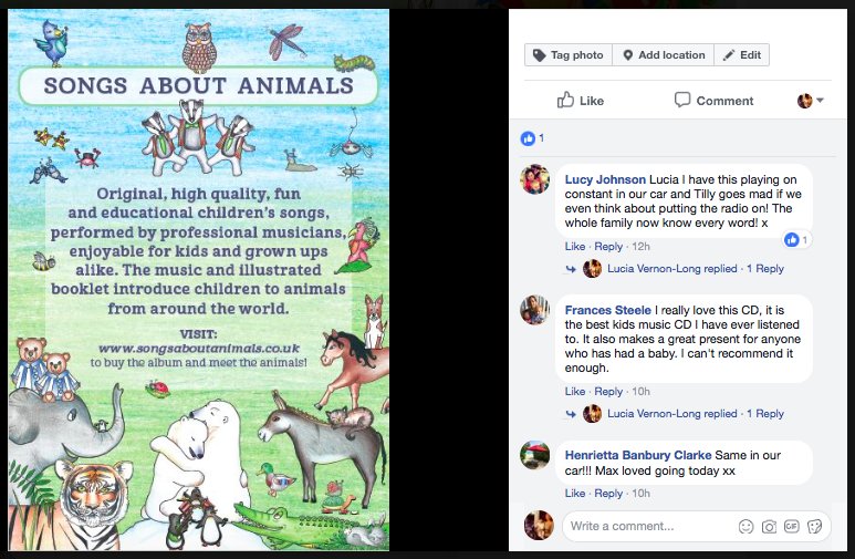 'I really love this CD, it is the best kids music CD I have ever listened to. It also makes a great present for anyone who has had a baby. I can't recommend it enough' Lovely comments from our fans on Facebook today!