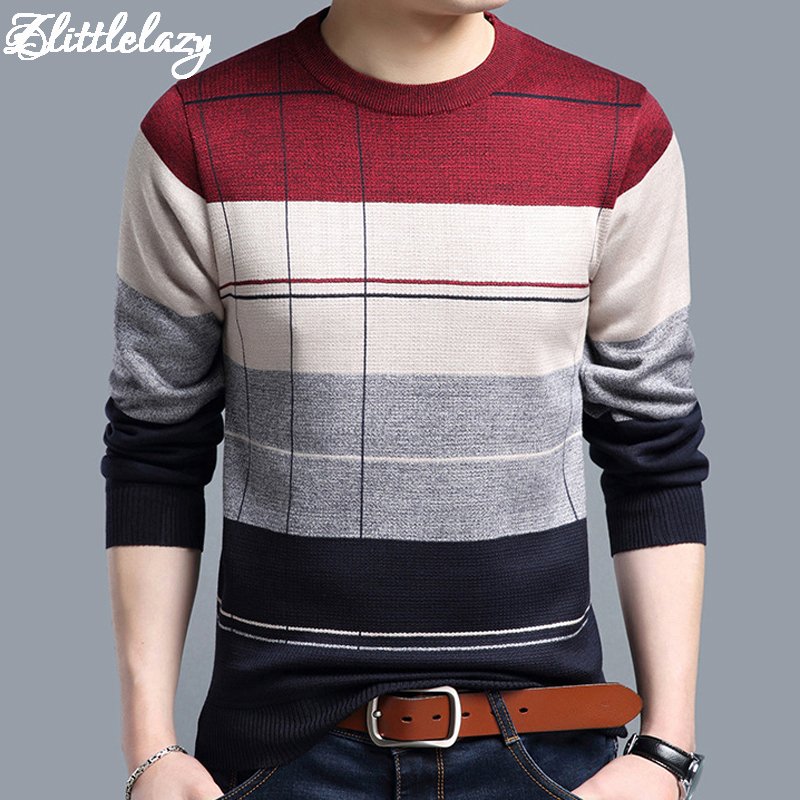 New Brand Social Cotton Thin Mens Pullover Sweaters Casual Crocheted Striped Knitted Sweater Men Ma
