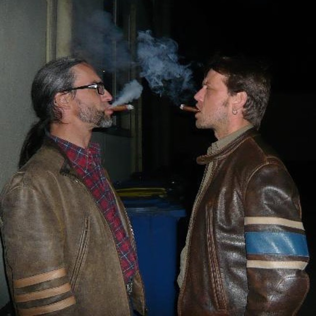 wested leather jacket