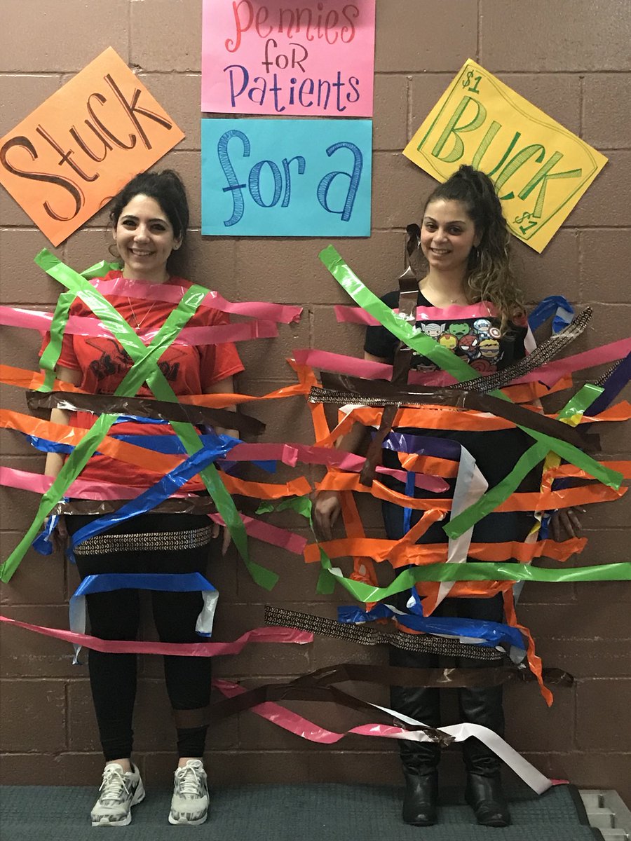 Counseling101K's tweet photo. Fundraising event for pennies for patients this week. #pieateacher #stuckforabuck. So much fun! https://t.co/TWXva4SUj7
