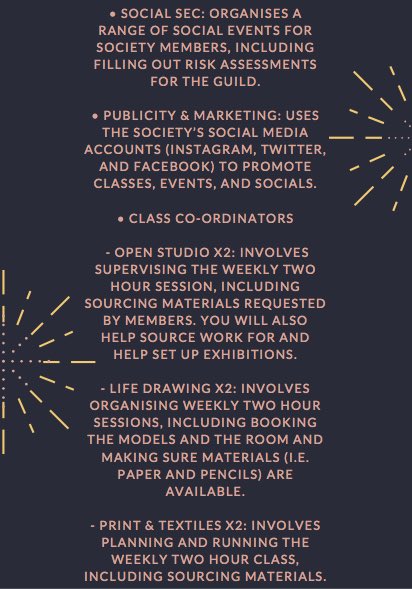 Our committee elections for 2018/19 will be happening next month (date TBC), so if you're interested in getting more involved with the society next year then this is your chance! Here's some more info about the available positions: