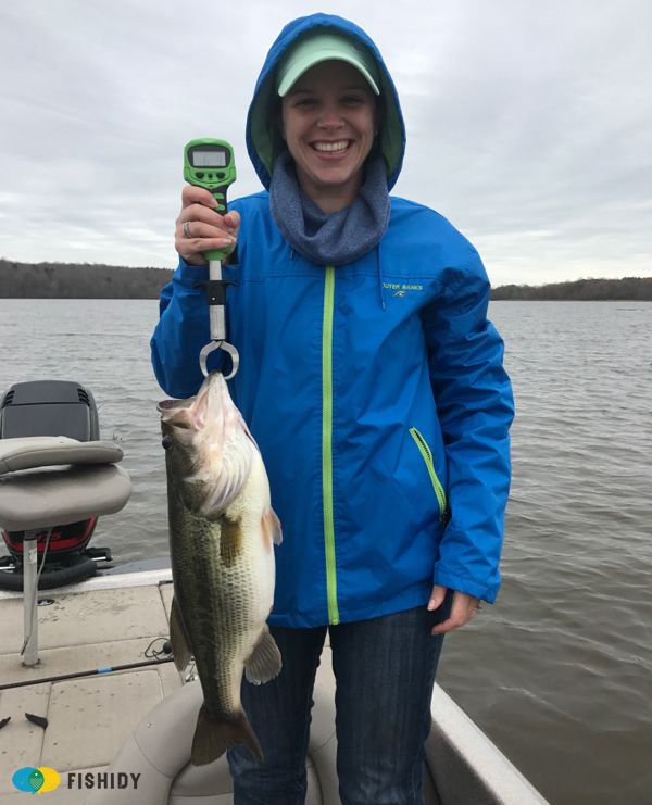 Fishidy's tweet photo. Grinded it out for 4 hours in cold, rainy weather and she got her new personal best largemouth bass at 6 lb. 9 oz. - awesome catch logged on @Fishidy! https://t.co/Ybn1Cvekbn #bassfishing #largemouthbass #catchlog #fishingapp https://t.co/oqXlOgRWfz