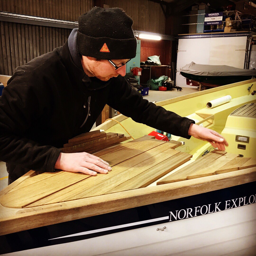 ntboatyard's tweet photo. Fitting a #foredeck to a #NorfolkExplorer. These #motorboats are the perfect #gentlemanslaunch #tender for your #yacht. They’d also be perfect for as a #Riverboat, #picnicking on the #water with your #family https://t.co/z8L3jh5gIb