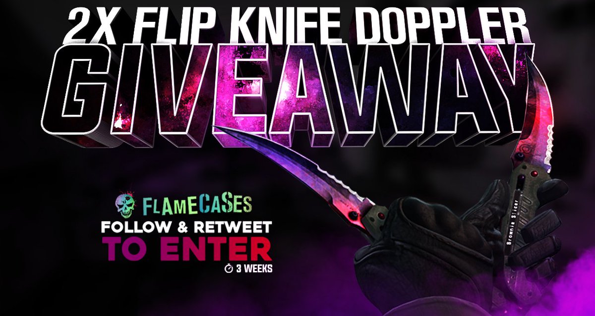 flamecasescom's tweet photo. 🔥2x FLIP KNIFE DOPPLER GIVEAWAY🔥

TO ENTER: 
-FOLLOW @flamecasescom
-RT
-TAG 2 FRIENDS
-GO: https://t.co/DxAZAEnwCw

3 weeks https://t.co/2zVYpqcehr