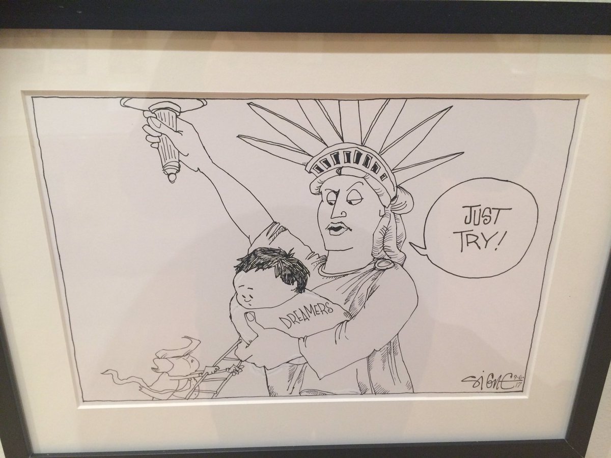 akstewart80's tweet photo. Field Trip with my diversity class to learn about immigration hx via cartoons @osucsw #DACA #dreamers https://t.co/nNKpu9KOxP