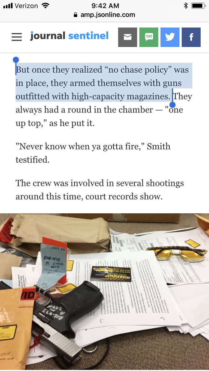 aluthern's tweet photo. To me, this is the most striking thing to come out of the BMA trial (https://t.co/FyV8Q1UYeI). Cops have said the MPD pursuit policy meant more suspects with guns in cars bc they aren’t afraid of being chased (and I’ve quoted cops saying that). Here, a suspect admits it: https://t.co/SGaQQhalf2