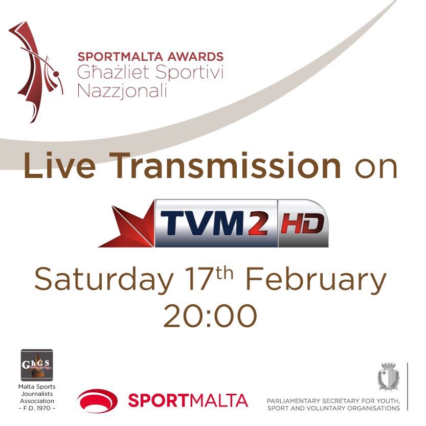 MaltaSportsJA's tweet photo. #SportMalta #Awards #Ghazliet #sportivi #nazzjonali tonight live 8pm on #tvm2 @SportMalta @AIPSmedia @ChrisBonett_CB #malta @clifton_grima @RyanCallus @busuttilluciano https://t.co/tsgtbJxUoY