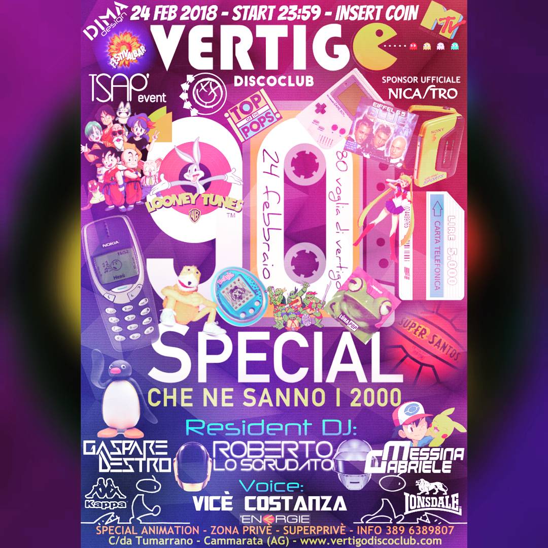 Vertigodiscotec's tweet photo. Il 24|02 ritornano gli anni '90 al @Vertigodiscotec! 

#party #TRASH #90Special https://t.co/xwH4kLsApI