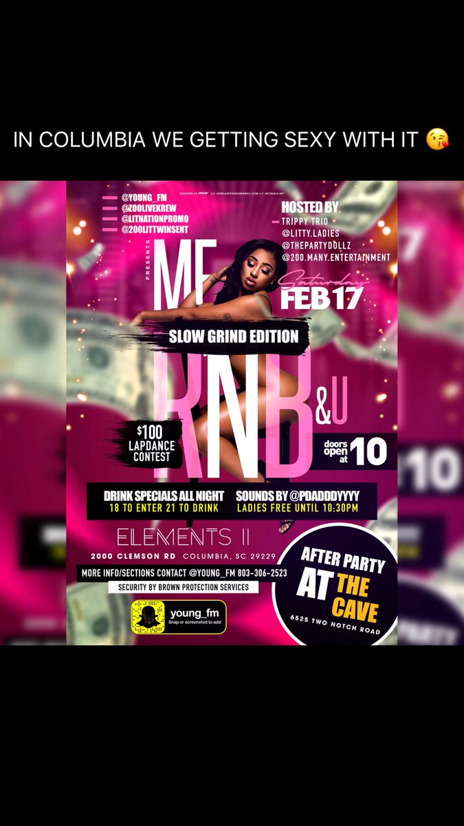 LitnationPromo's tweet photo. TONIGHT FOR THE LADIES.. Different Vibes #MeUR&B 💕 TONIGHT 2000 Clemson Road‼️ https://t.co/ESvqikuF3C