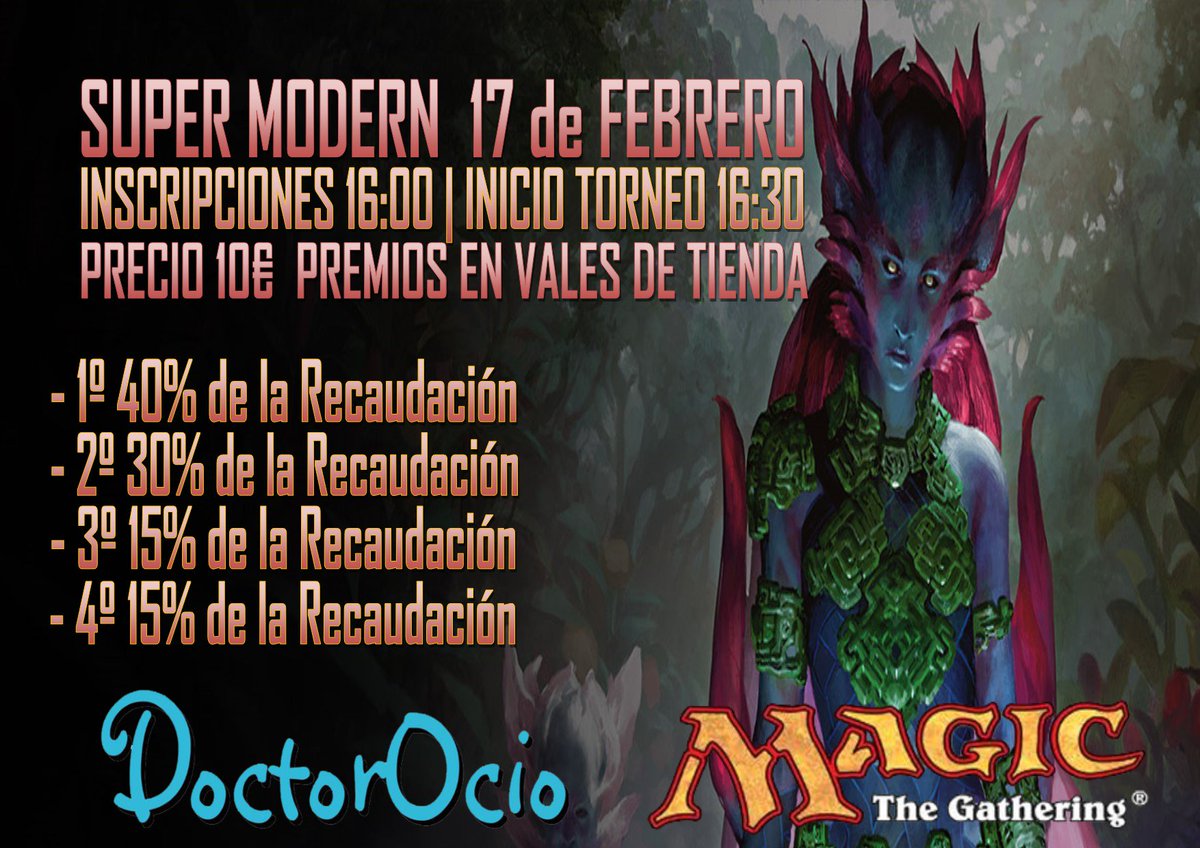DocOcio's tweet photo. !Acordarse!
!Esta tarde a las 16:00 no te puedes perder nuestro #SuperModern! Todo lo recaudado para bote de premios en vales de tienda (así podéis gastarlos en lo que necesitéis)😍
#mtg #MagicTheGathering #cartones #Ocio https://t.co/z5uCBCDSPK