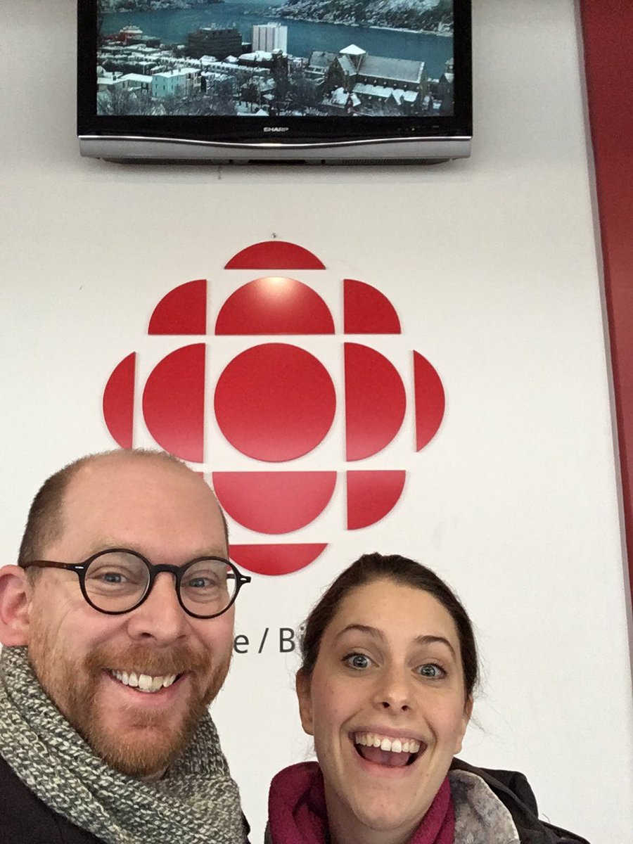 patridesabike's tweet photo. About to go live @CBCWam with this #FakeNerdGirl @RCAatLSPUHall #artsnl #ChloePayne https://t.co/6SA4a1bpZt