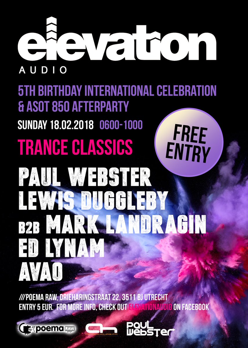 djedlynam's tweet image. Big day today!! @ElevationAudio @PaulWebsterjpw @WoodyVanEyden @djmadwave @JohannStone @MarkLandragin @LewisDuggleby @AvaoMusic @clubpoema #Trancefamily #ASOT850 💪