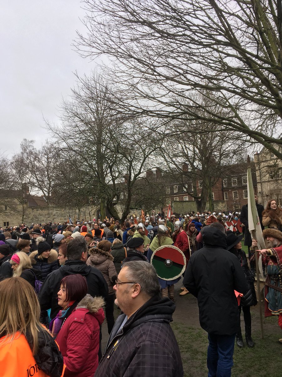 JorvikViking's tweet photo. Our Viking and Anglo-Saxon armies are mustering ready for the #MarchtoCoppergate #JVF18 #JorvikVikingFest https://t.co/1p8ocW1KWC