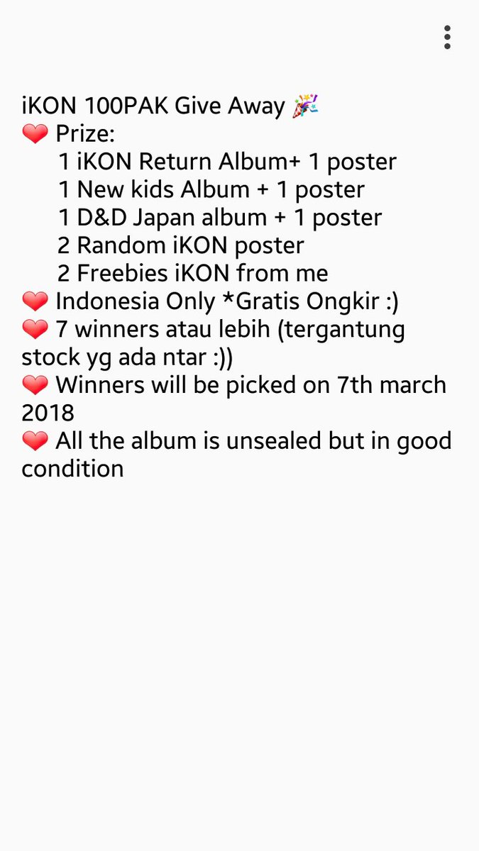 Happily_sed's tweet photo. This is my Give Away guys 🎉🎉🎉
#iKON_RETURN #100PAKGiveAway #LOVESCENARIO100PAK https://t.co/bBItSuqUwd