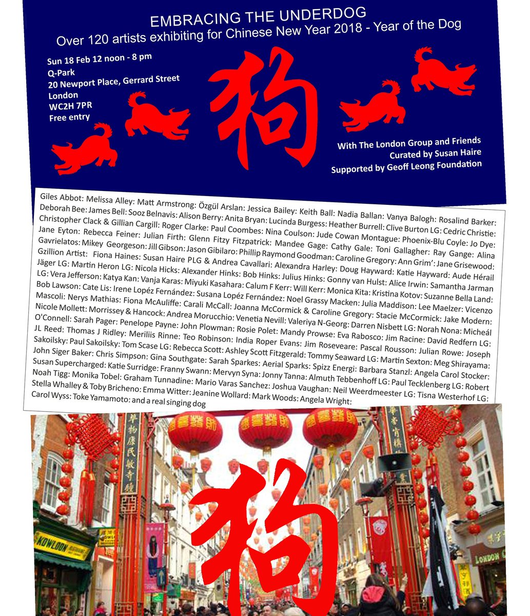 Exhibition tomorrow sunday afternoon Qpark level-3 Chinatown. Part of #ChineseNewYear #embracingtheunderdog #embracingnature <a href="/TheLondonGroup1/">The London Group</a>