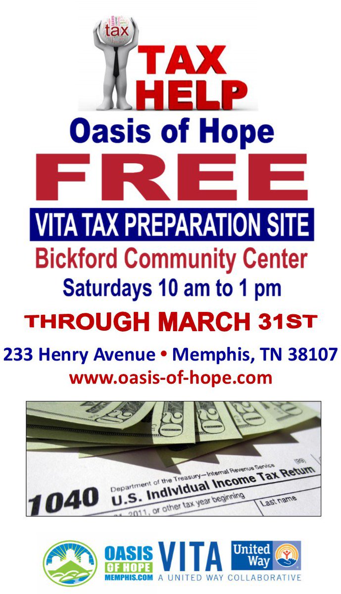 Get your taxes filed, get your refund back! Stop by from 10a-1p today & let us take care of that for you! #freetaxfiling #VITA #bickfordcommunitycenter #oasisofhope