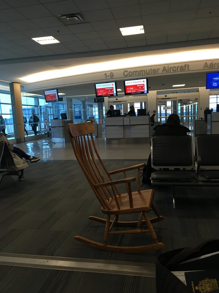 kamamcba's tweet photo. Only in the maritimes would you find a rocking chair in an airport https://t.co/PZwFIXroRd