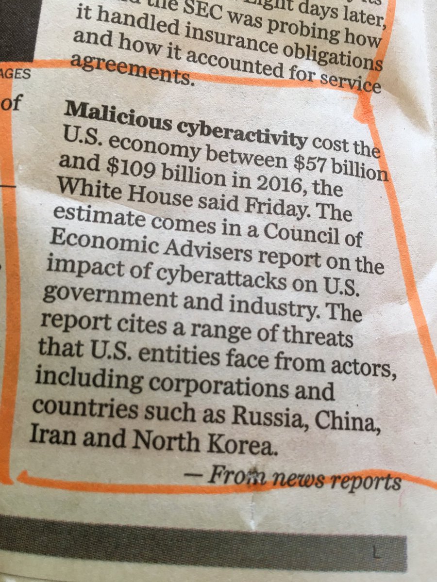 MediaMavenBarb's tweet image. #Malicious #cyberactivity cost the US economy between $57 billion and $109 billion in 2016.
