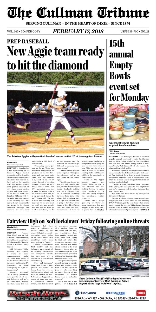 CullmanTribune's tweet photo. 📰 The latest #issue of #TheCullmanTribune is now available. Get it with our app: https://t.co/YjjyyhcyoE 📱

Find the nearest location to get a print issue: https://t.co/hZzIwgrwGQ

Download the PDF: https://t.co/KNumh6Iwfz https://t.co/5v4C48qlvn