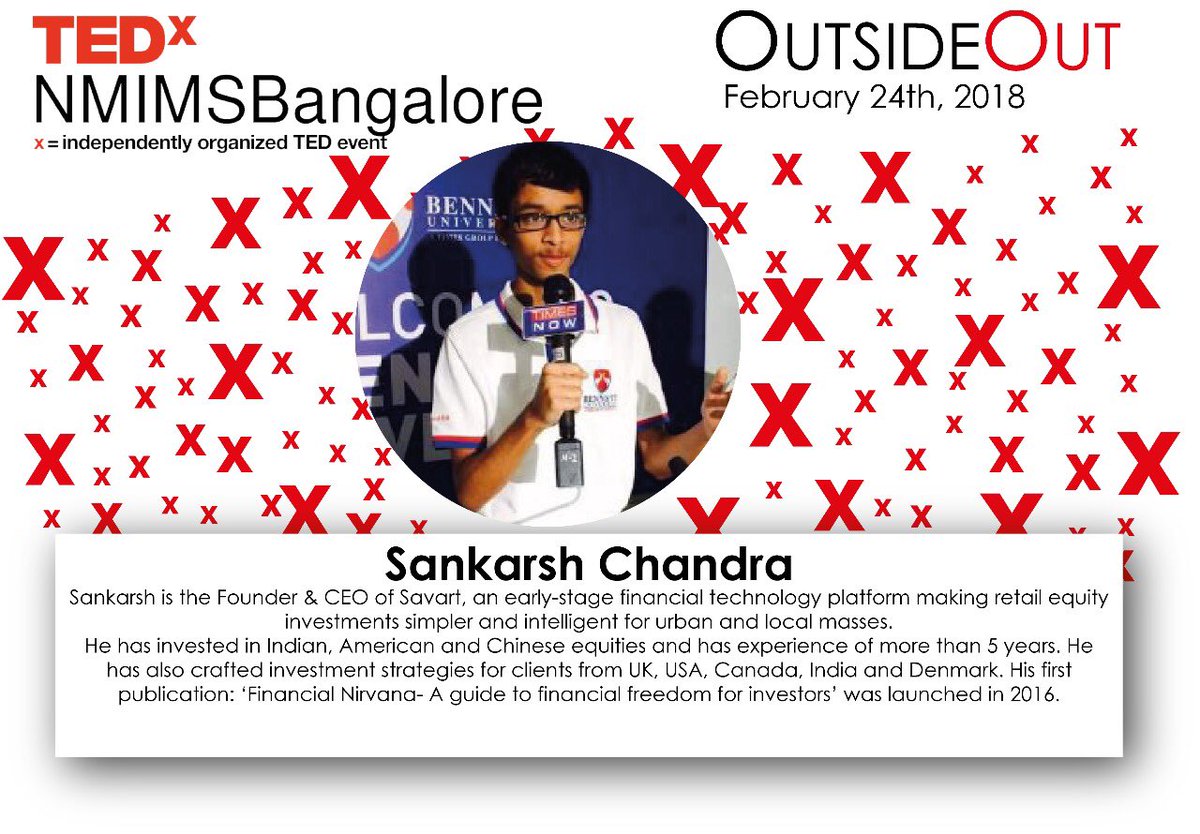 NMIMSBangalore's tweet photo. Presenting to you the Eighth Speaker of TEDxNMIMSBangalore 2018 - Sankarsh Chandra
#TEDxNMIMSBangalore #SpeakerRelease #OutsideOut https://t.co/G803knRvmq