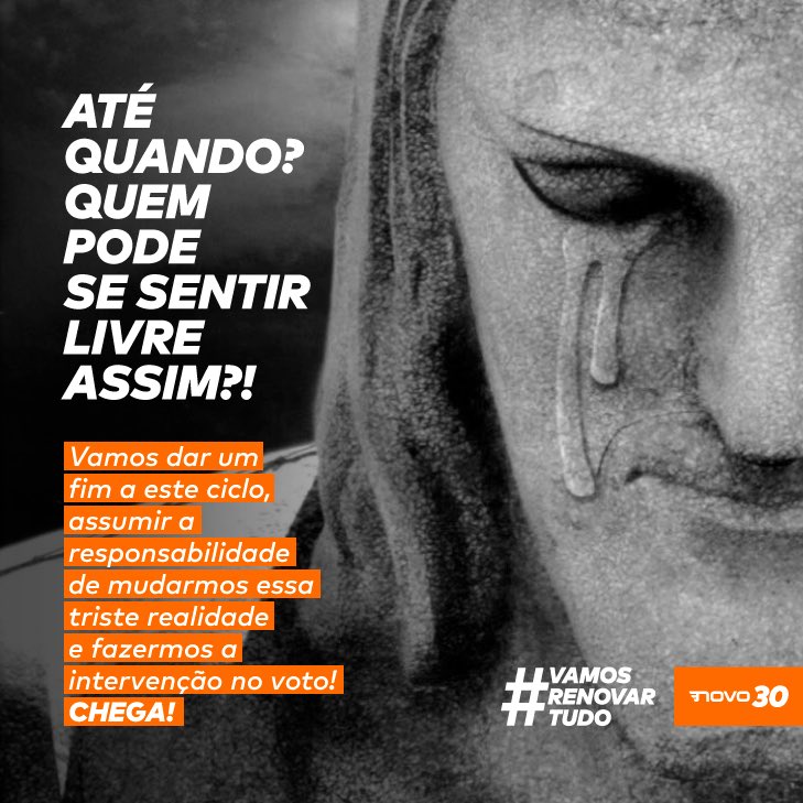 partidonovo30's tweet photo. Assistimos dia após dia, eleições após eleições, promessas e ações paliativas, que nunca funcionam. Como cidadãos e eleitores, vamos dar um fim a este ciclo, assumir a responsabilidade de mudar essa triste realidade e fazer a intervenção no voto! Chega! #VamosRenovarTudo https://t.co/mFrJ4wrutY
