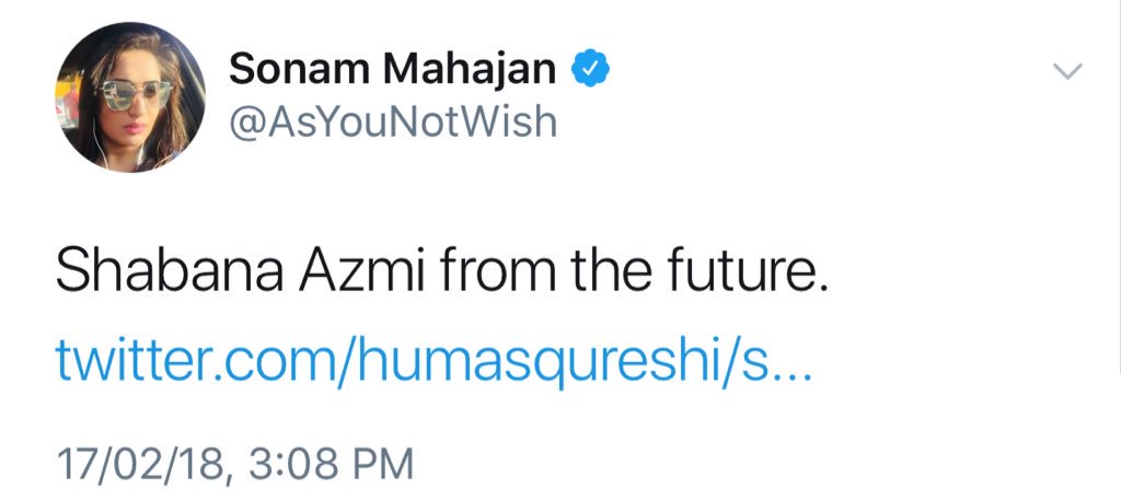 AsYouNotWish's tweet photo. I never knew that to be called “Shabana Azmi” is a really offensive thing. https://t.co/slzW1biv8u