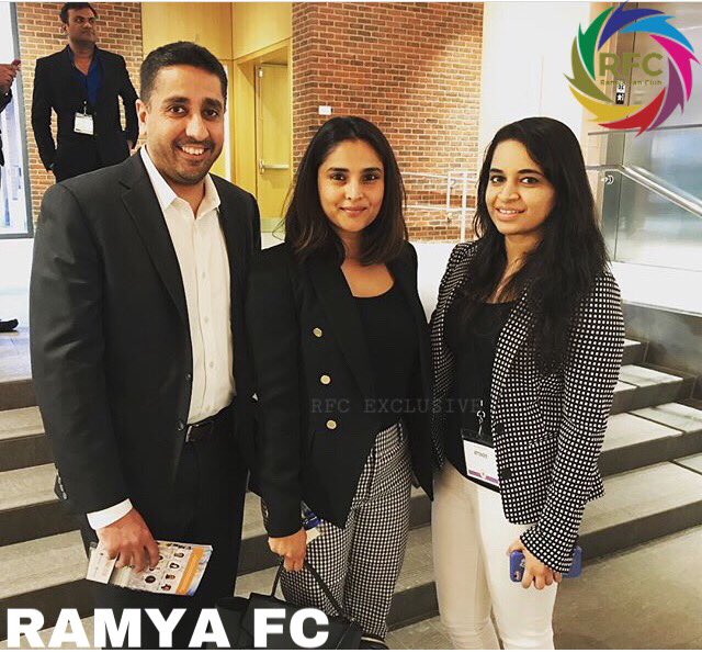 Ramya_FC's tweet photo. Ultra Stylish New Age Politician  @divyaspandana 😎 A pic taken during #IndiaConference2018 #DivyaSpandanaInHarvard 

#RamyaFC https://t.co/a6GBa56sOW