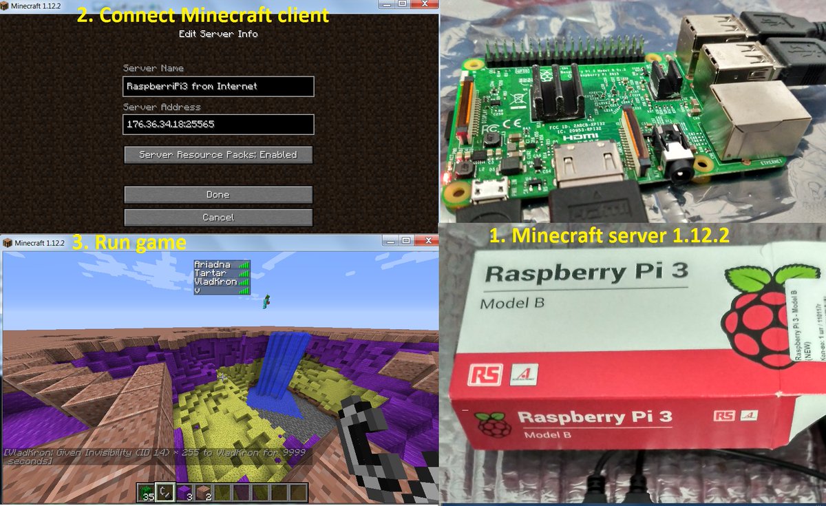 Vladkron On Twitter Minecraft Server 1 12 2 Craftbukkit With Raspberryjuice V1 11 Plugin On Raspberry Pi3 Server