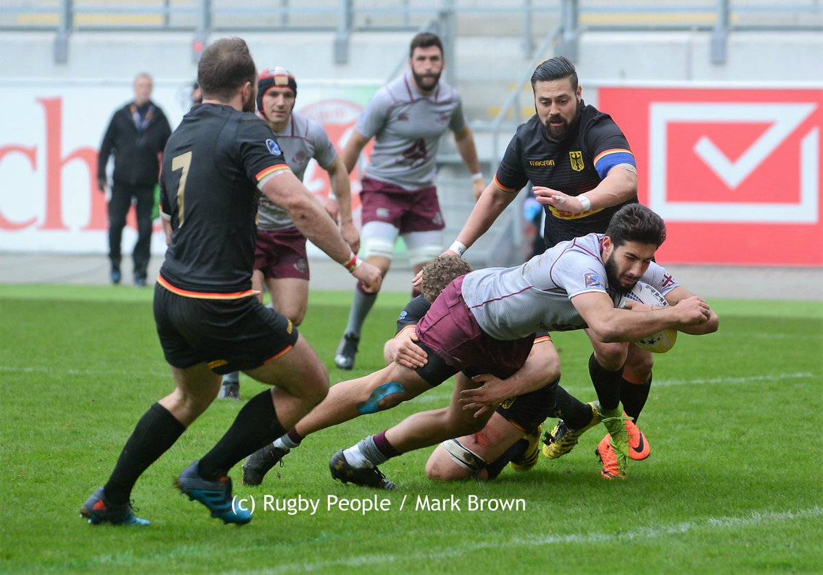 Half Time in Offenbach and @GeorgianRugby lead hosts @DRVRugby 0-19 at the break.  Kveseladze going over for the first of #TheLelos tries. @rugbypeoplenet @rugby_europe #GERvGEO
