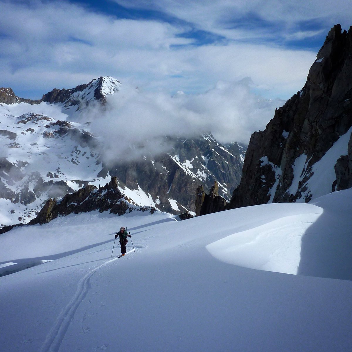 Navigating through crevasses on the approach to the col de la Grande Lui instagram.com/p/BfTTUaFF0o5/