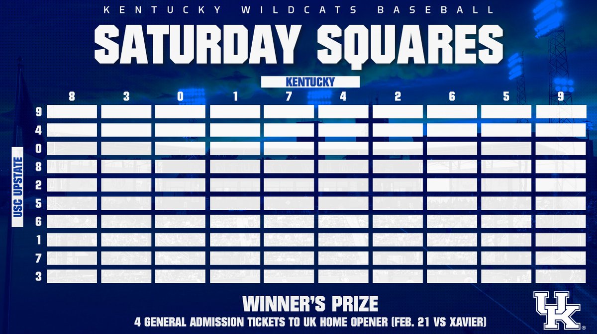 Saturday Squares are back!

RT for a chance at a square on our game board. If your square matches the final score from today's first game, you'll win 4 tickets to our Home Opener!

#GoodLuck