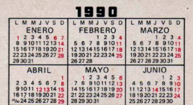 calendario 1990 argentina